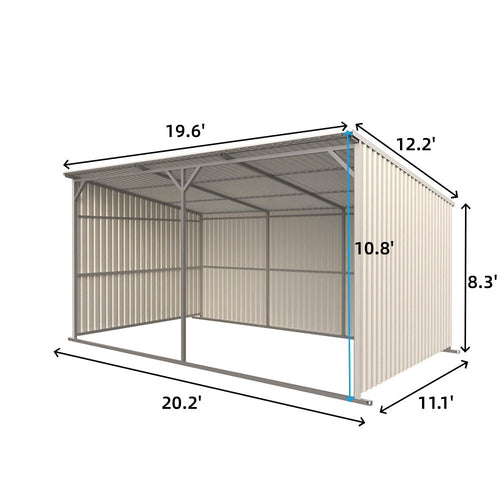 20'x12' Metal Livestock Shed for Horses & Farm Animals