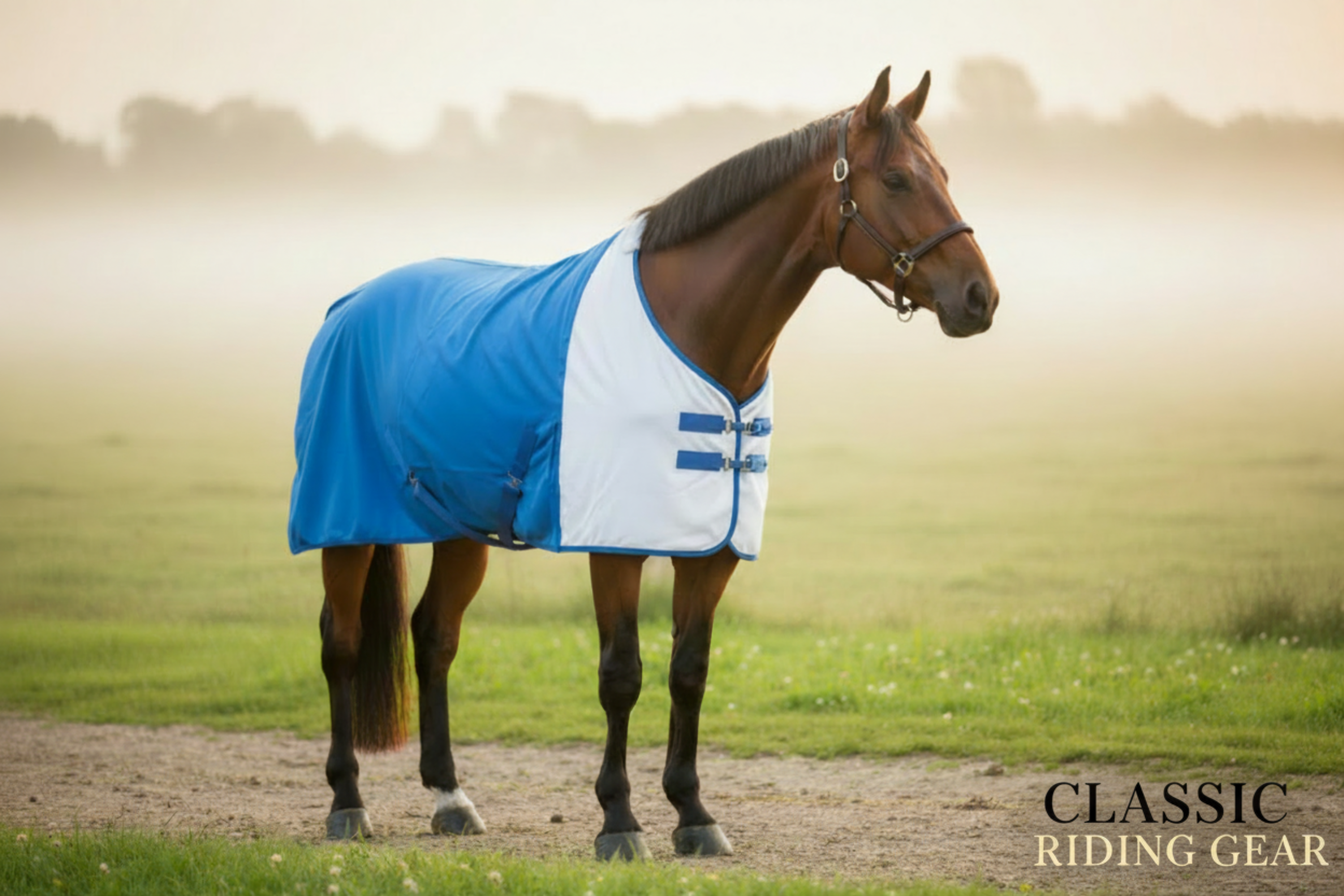 Premium Quality Horse Rug White and Blue Color