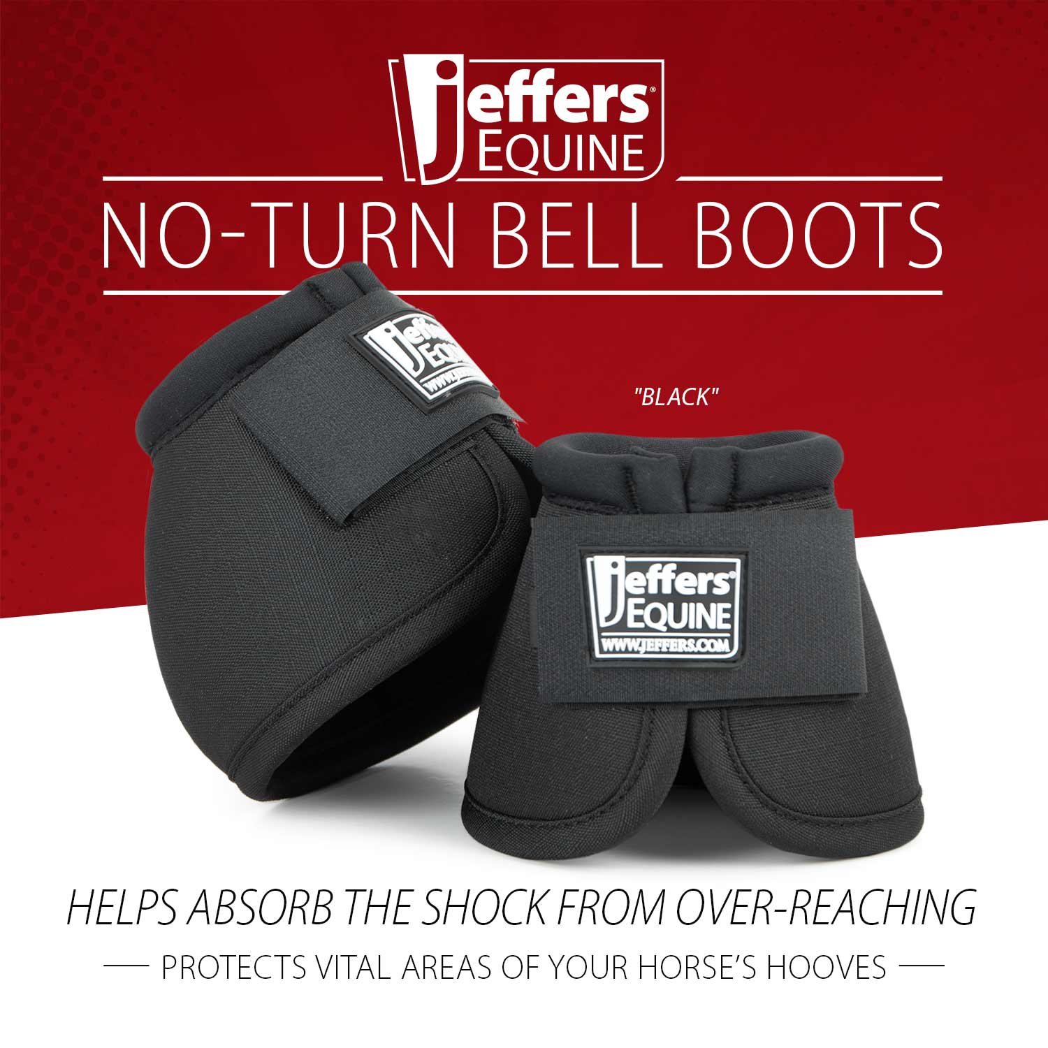 Jeffers No-Turn Bell Boots for Horses, Solid Colors, 2 ct