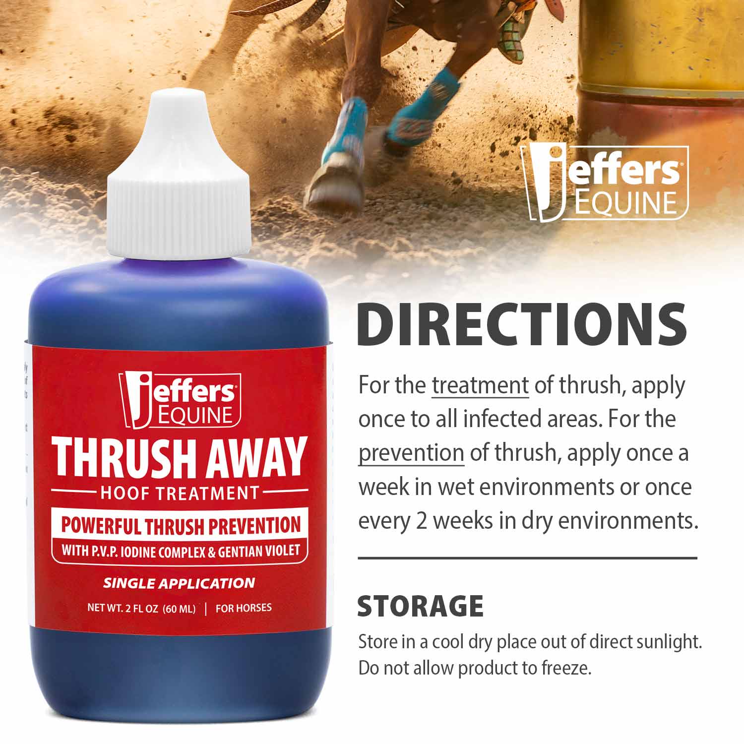 Jeffers Thrush Away Hoof Treatment for Thrush in Horses, 2 oz